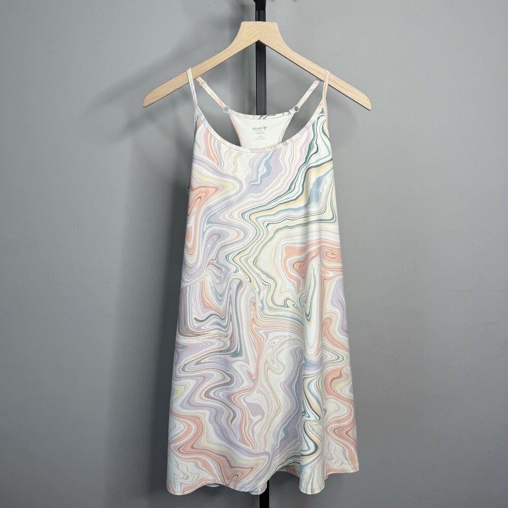 Old Navy PowerSoft Performance Racer-Back Mini Swing In Dress In Swirlpop Large